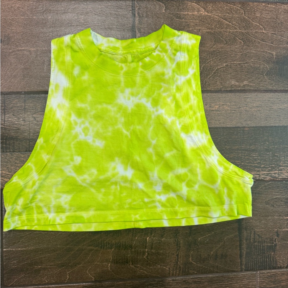 lululemon athletica Neon Green Tie-Dye Crop Top